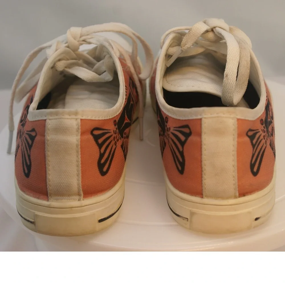Fish On Salmon Canvas Low Top Sneakers PNW Native‎ Art Style Women 6 EU 39